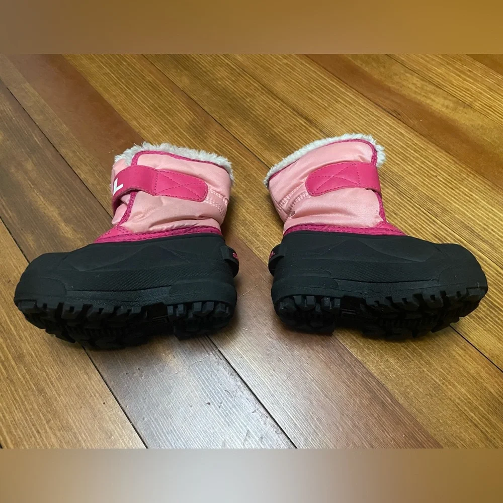 Sorel Pink and Black Toddler Snow Boots with Faux Fur Size 6